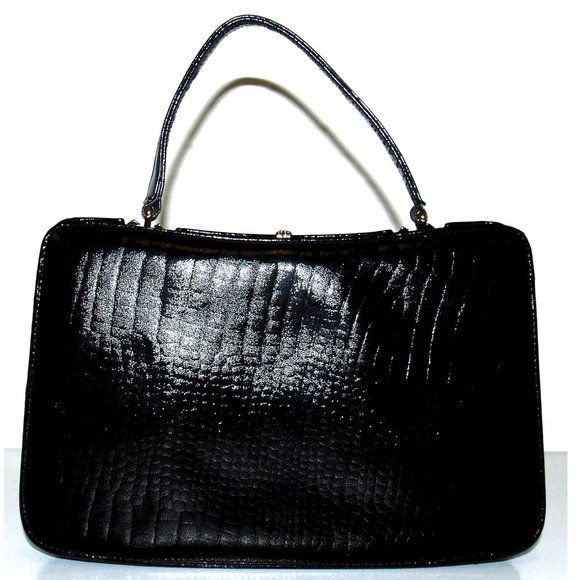 Vintage La Belle Montreal - Black Patent Leather Purse - Picture 6 of 16